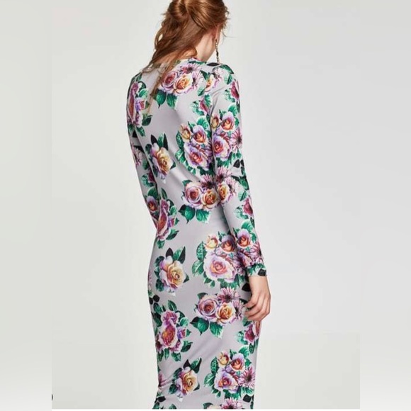 SOLD! Dress bodycone floral Zara size L - Picture 3 of 8